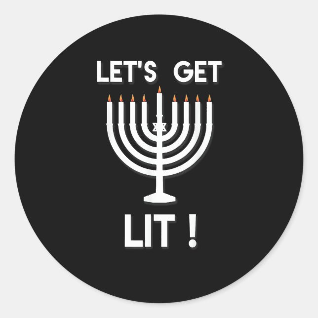 Happy Hanukkah Tis The Season Get Classic Round Sticker (Front)