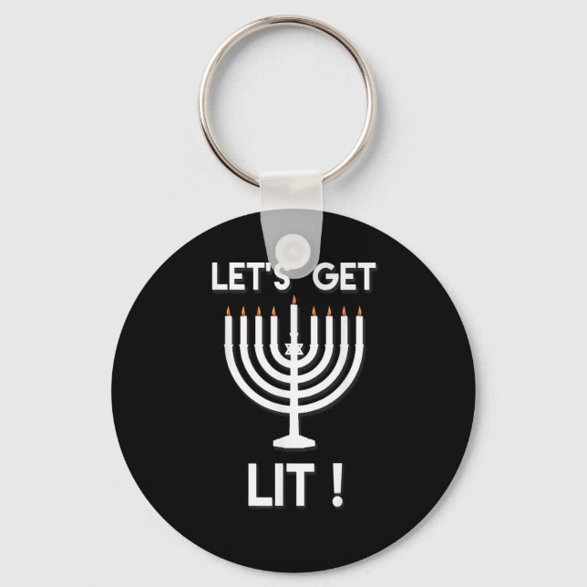 Happy Hanukkah Tis The Season Get Keychain (Front)