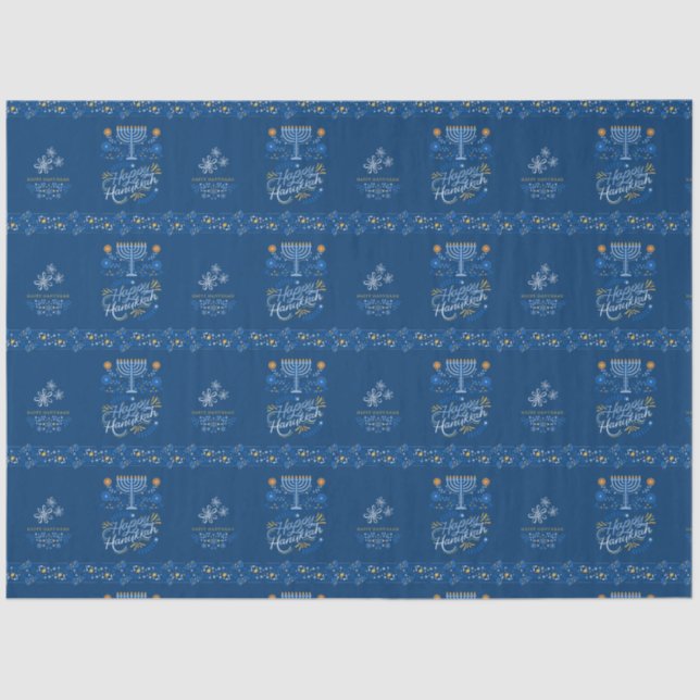 Happy Hanukkah tissue paper for gifts (Front)