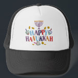 Happy Hanukkah Trucker Hat<br><div class="desc">Customize it with your own design,  or any of ours.</div>