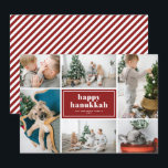Happy Hanukkah Typography Red Photo Collage Holiday Card<br><div class="desc">Happy Hanukkah! Send holiday wishes and greetings with this modern and stylish holiday photo card. It features retro bold typography with white and red diagonal stripes pattern. Personalize by adding your favorite photos, greeting, names and other details. The texts are fully editable. Available as a flat card, folded card and...</div>