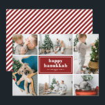 Happy Hanukkah Typography Red Photo Collage Holiday Card<br><div class="desc">Happy Hanukkah! Send holiday wishes and greetings with this modern and stylish holiday photo card. It features retro bold typography with white and red diagonal stripes pattern. Personalize by adding your favorite photos, greeting, names and other details. The texts are fully editable. Available as a flat card, folded card and...</div>