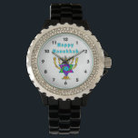 Happy Hanukkah Watch<br><div class="desc">Personalized gifts that say "Happy Hanukkah" feature Jewish Star and candles ready to light each special night.  Happy holidays and have a wonderful New Year!</div>