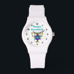 Happy Hanukkah Watch<br><div class="desc">Personalized gifts that say "Happy Hanukkah" feature Jewish Star and candles ready to light each special night.  Happy holidays and have a wonderful New Year!</div>