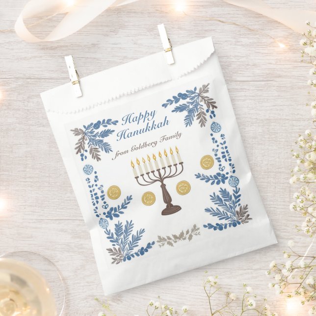 🕎 Happy Hanukkah, watercolor Favour Bag (Clipped)