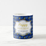 Happy Hanukkah Watercolor Stars Of David Coffee Mug<br><div class="desc">Watercolor Hand-painted by Kredas.
Quality Hanukkah mug for you to customize with your special holiday message.</div>