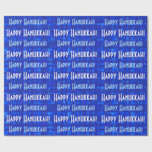 Happy Hanukkah White and Blue Plaid Wrapping Paper