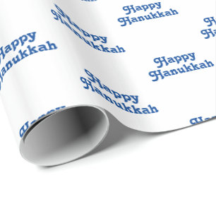Happy Hanukkah white blue Jewish Holiday Gift Wrapping Paper