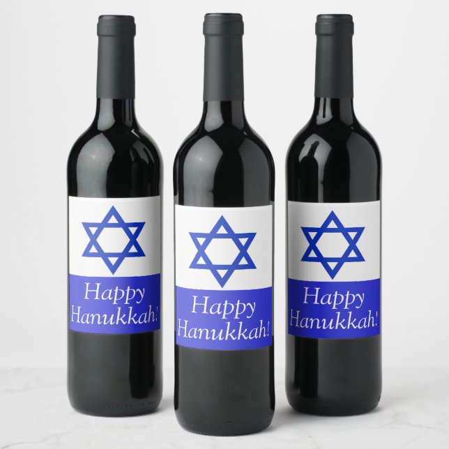 Happy Hanukkah wine stickers (Bottles)