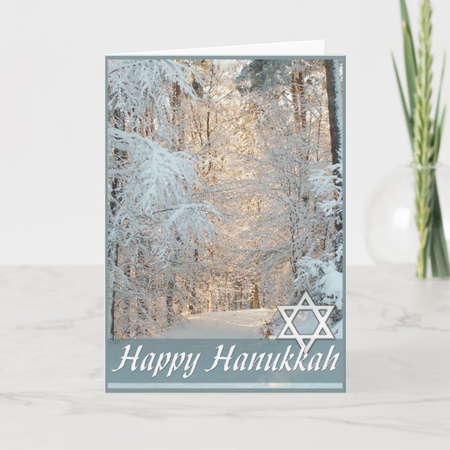 Happy Hanukkah Winter Road Greeting Card (Front)