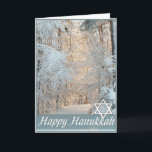 Happy Hanukkah Winter Road Greeting Card<br><div class="desc">this card is blank inside... marlodeedesigns.com :: All rights reserved. All necessary licenses have been purchased and are on file. Some graphics are by MarloDee Designs (unless otherwise stated in the listings). Images on this site are NOT public domain. You may not copy, duplicate, alter or scan these designs, images,...</div>