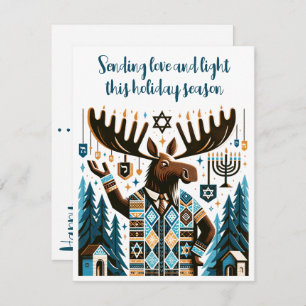 Happy Hanukkah (With A Moose!) Holiday Postcard