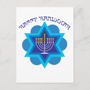 🕎 Happy Hanukkah, with Menorah, customizable Postcard