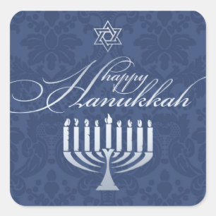 Happy Hanukkah with Menorah Sticker
