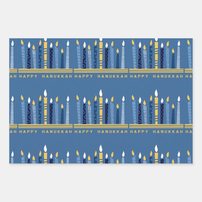 Happy Hanukkah Wrapping Paper Sheet (Front)
