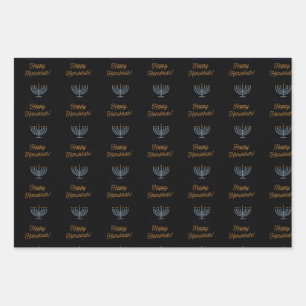 Happy Hanukkah wrapping sheets 3 different designs