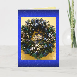Happy Hanukkah Wreath Jewish Holiday Greeting Card