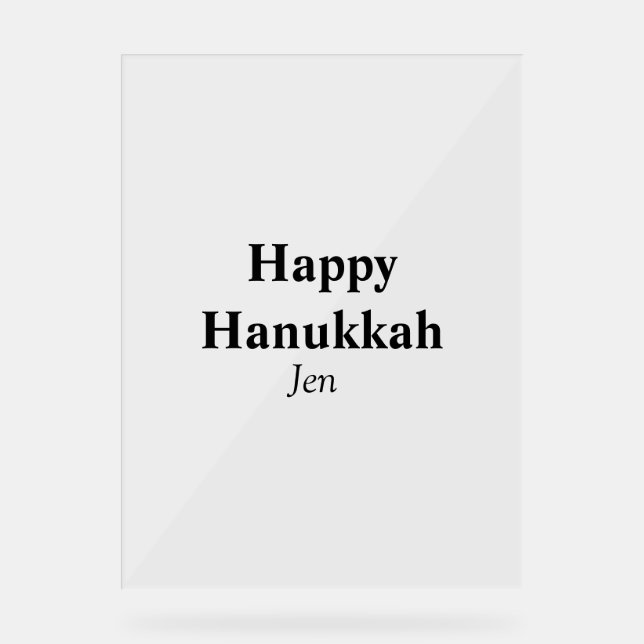 Happy Hanukkah your name text image editable  Acrylic Sign (Front)