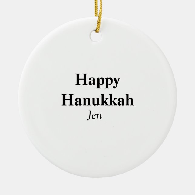 Happy Hanukkah your name text image editable  Ceramic Ornament (Front)