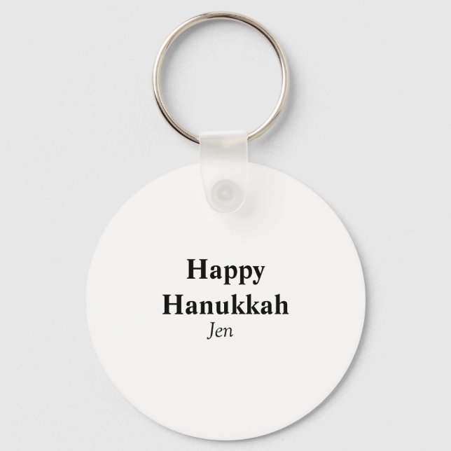 Happy Hanukkah your name text image editable  Keychain (Front)