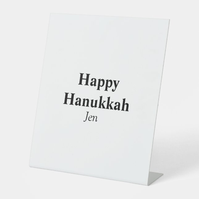 Happy Hanukkah your name text image editable  Pedestal Sign (Front)