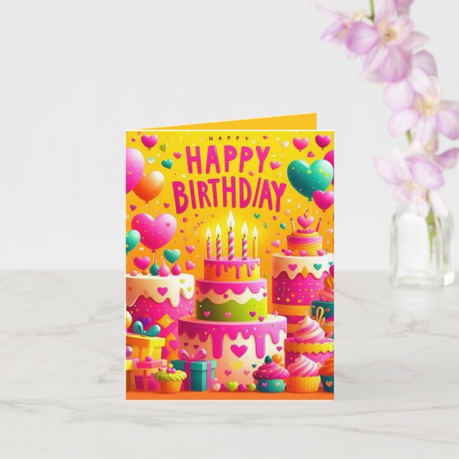 Happy Happy Birthday Card (Orchid)