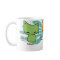 happy.happy.meh kitties with aqua flower on a mug