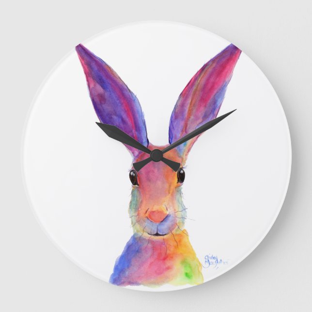 Happy Hare ' JELLY BEAN ' Clock by Shirley Mac (Front)