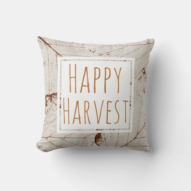 Happy Harvest Leaf Skeletons - Personalized Throw Pillow (Front)