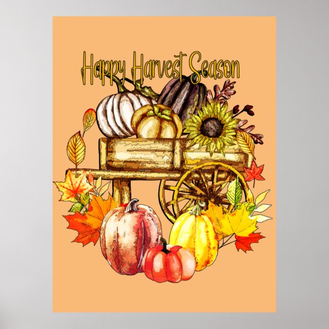 Happy Harvest Season - Autumn Pumpkins Poster (Front)