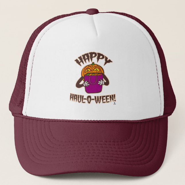 Happy Haul-o-ween Funny Halloween Shopping Toon  Trucker Hat (Front)