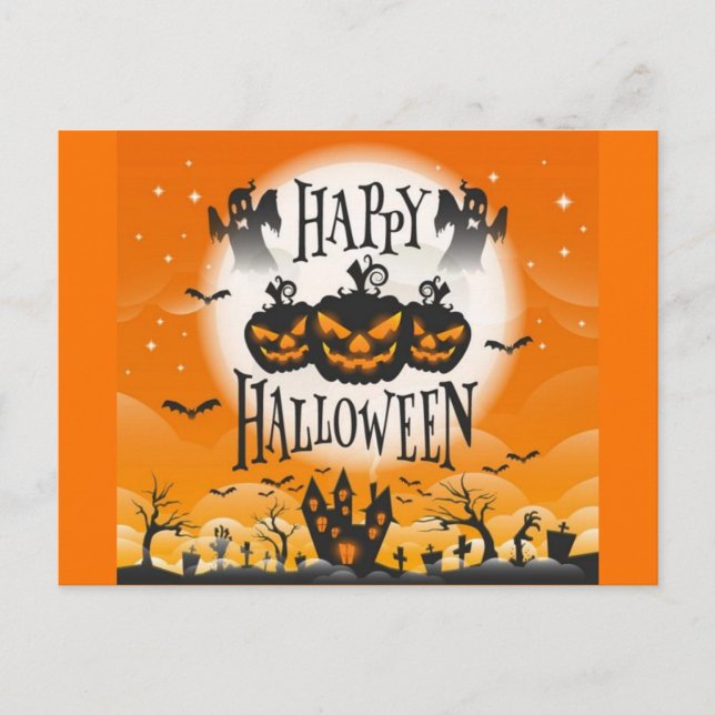 Happy Haunted Halloween Postcard (Front)