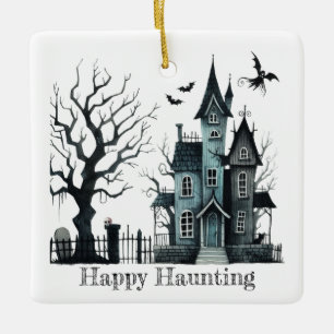 Happy Haunting Customize  Ceramic Ornament