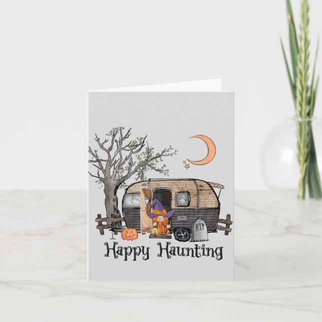 Happy Haunting | Halloween Camper | Spooky Witch Note Card (Front)