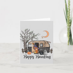 Happy Haunting   Halloween Camper   Spooky Witch Note Card
