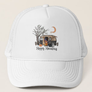 Happy Haunting   Halloween Camper   Spooky Witch Trucker Hat