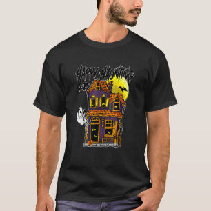 Happy Haunting Halloween Ghosts Bats Moon Haunted T-Shirt