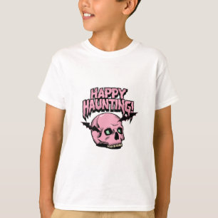 Happy Haunting Pink Skull Boys Halloween Tee