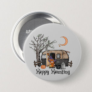 Happy Haunting – Spooky Witch and Camper Van 3 Inch Round Button