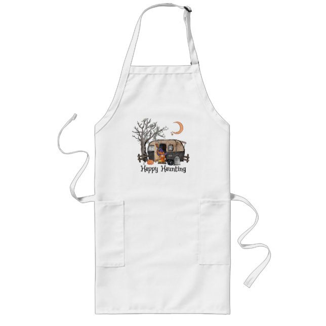 Happy Haunting – Spooky Witch and Camper Van Long Apron (Front)