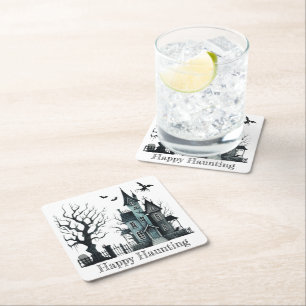Happy Haunting Square Paper Coaster