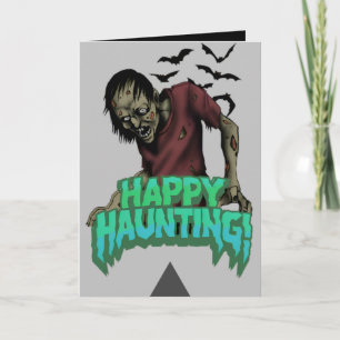 Happy Haunting Zombie Halloween Spooky Card