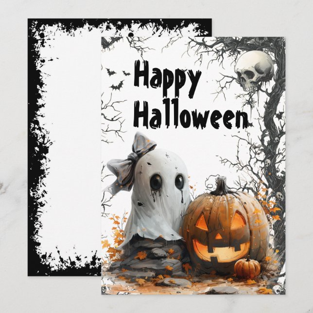 Happy Haunts — Customizable Halloween Holiday Card (Front/Back)