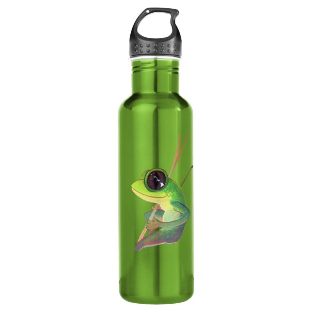 Happy Hawaiian Frog on Young Bamboo 710 Ml Water Bottle (Front)