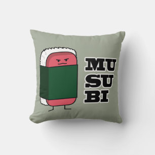 Happy Hawaiian Musubi Sushi Nori seaweed Throw Pillow