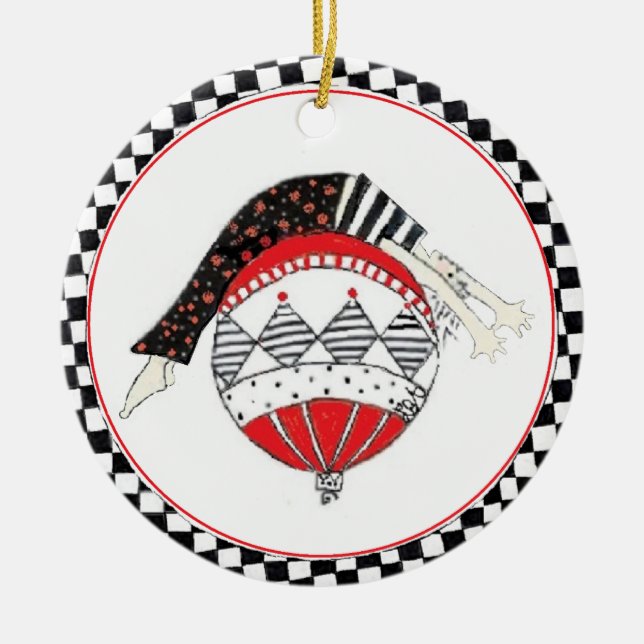 Happy Healthy Balanced Pilates Holiday Ceramic Ornament (Front)