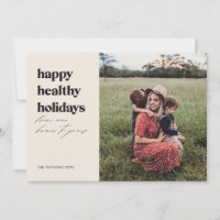 Happy Healthy Holidays Photo Ivory and Black