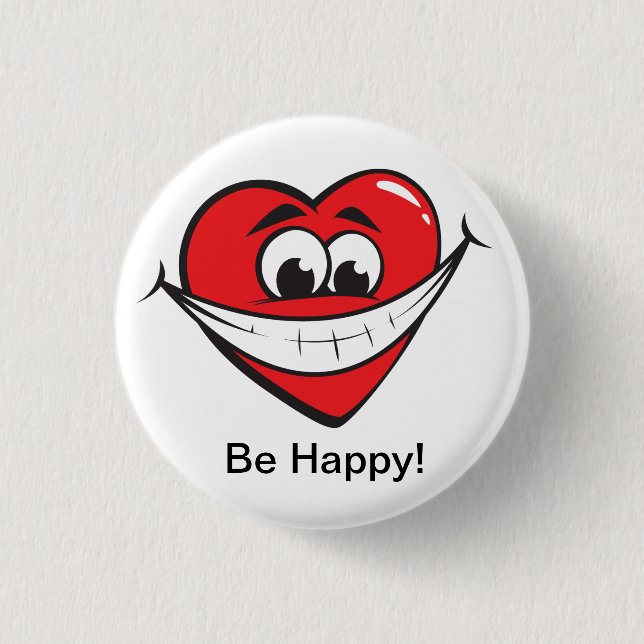Happy Heart 1 Inch Round Button (Front)