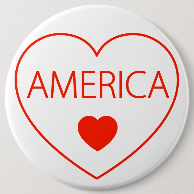 Happy Heart  America 6 Inch Round Button (Front)