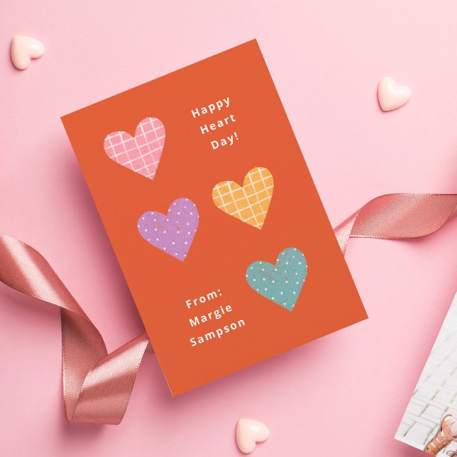 Happy Heart Day Pastel Hearts Classroom Valentine  Invitation (Creator Uploaded)